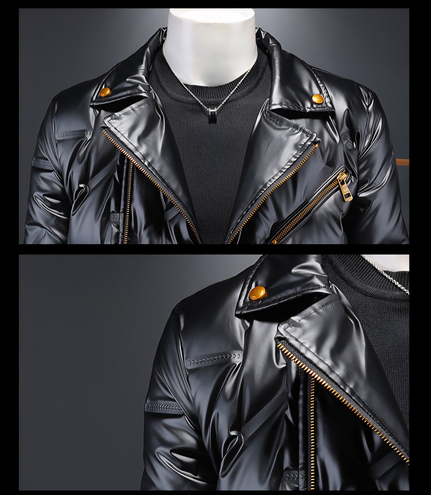 Luneva™ - Le Blouson Brillant Noir
