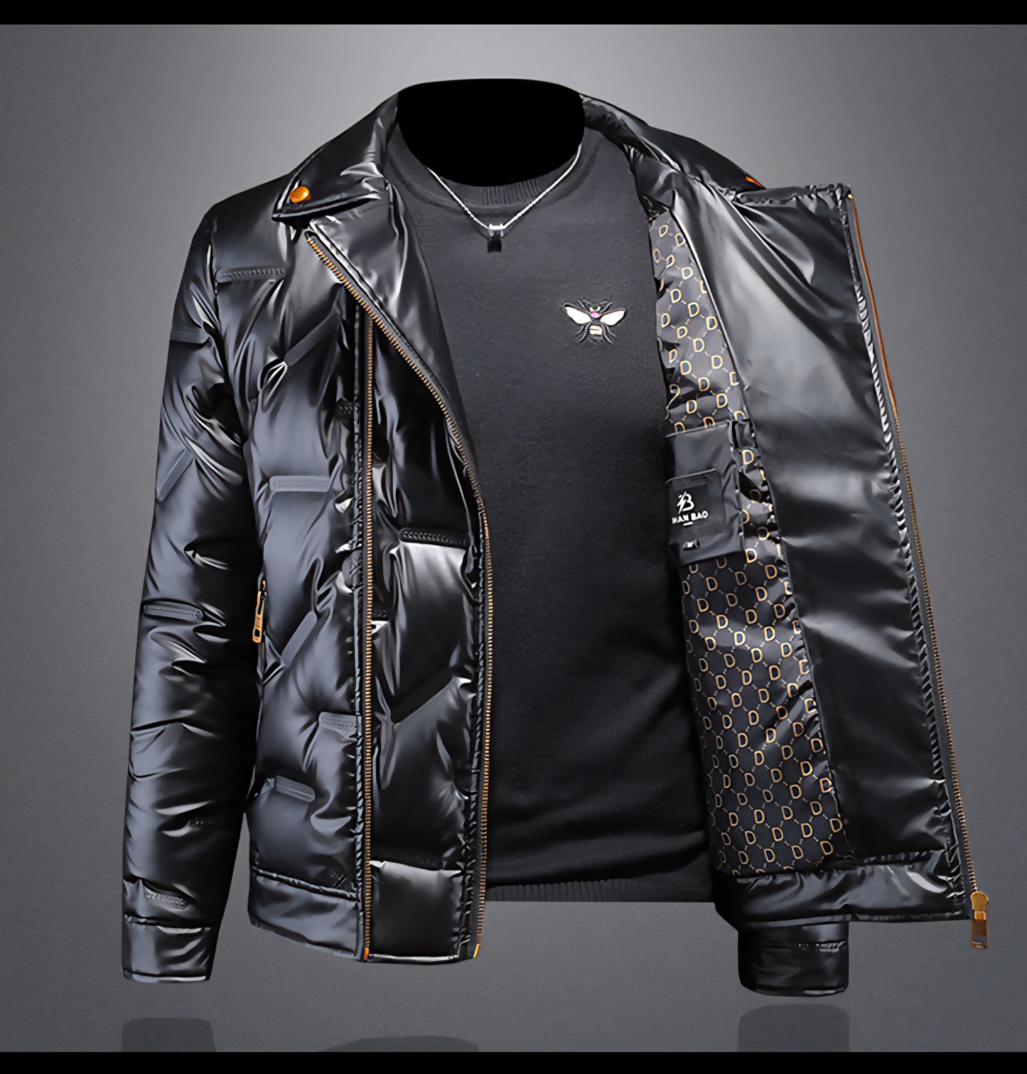 Luneva™ - Le Blouson Brillant Noir