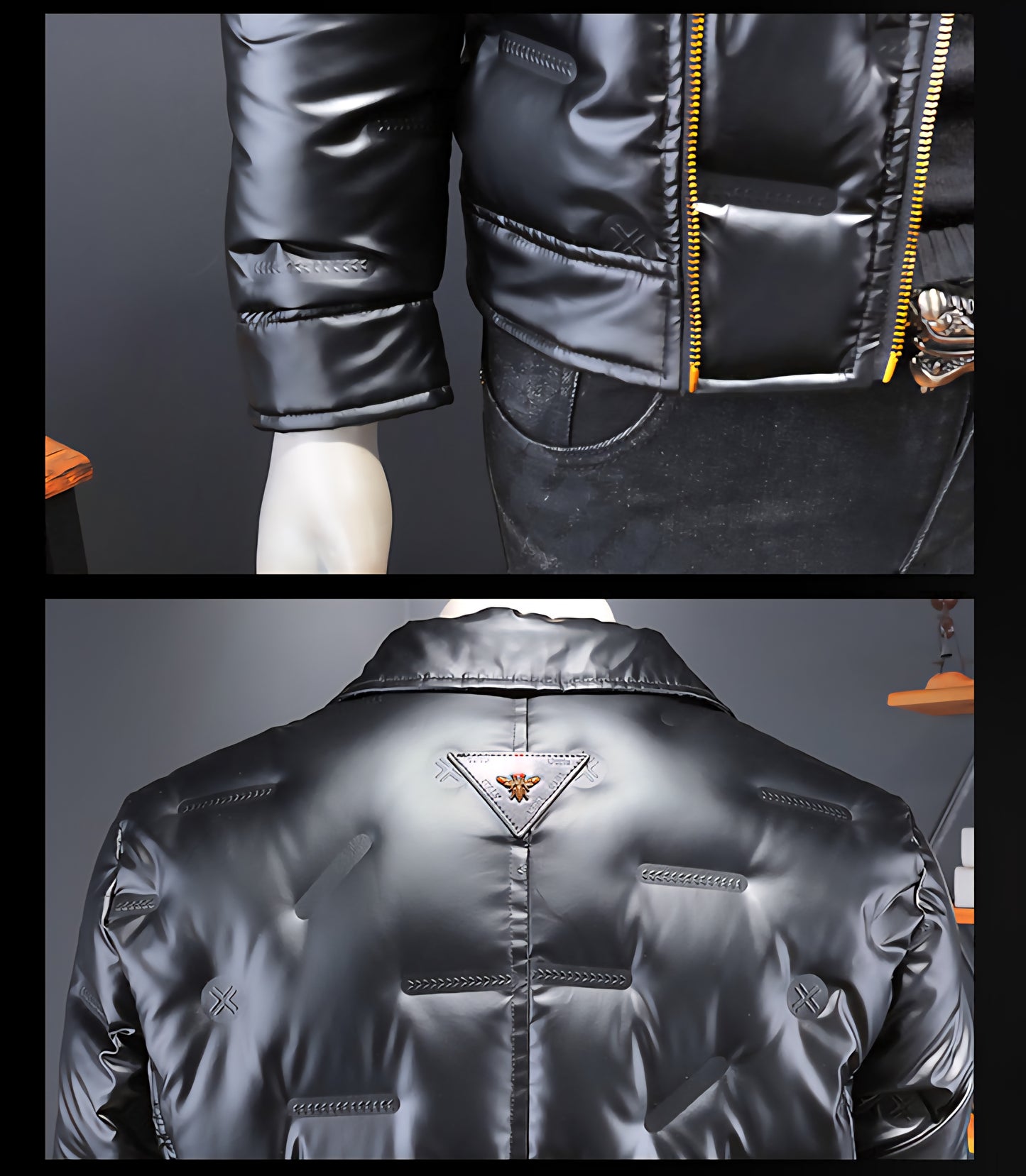 Luneva™ - Le Blouson Brillant Noir