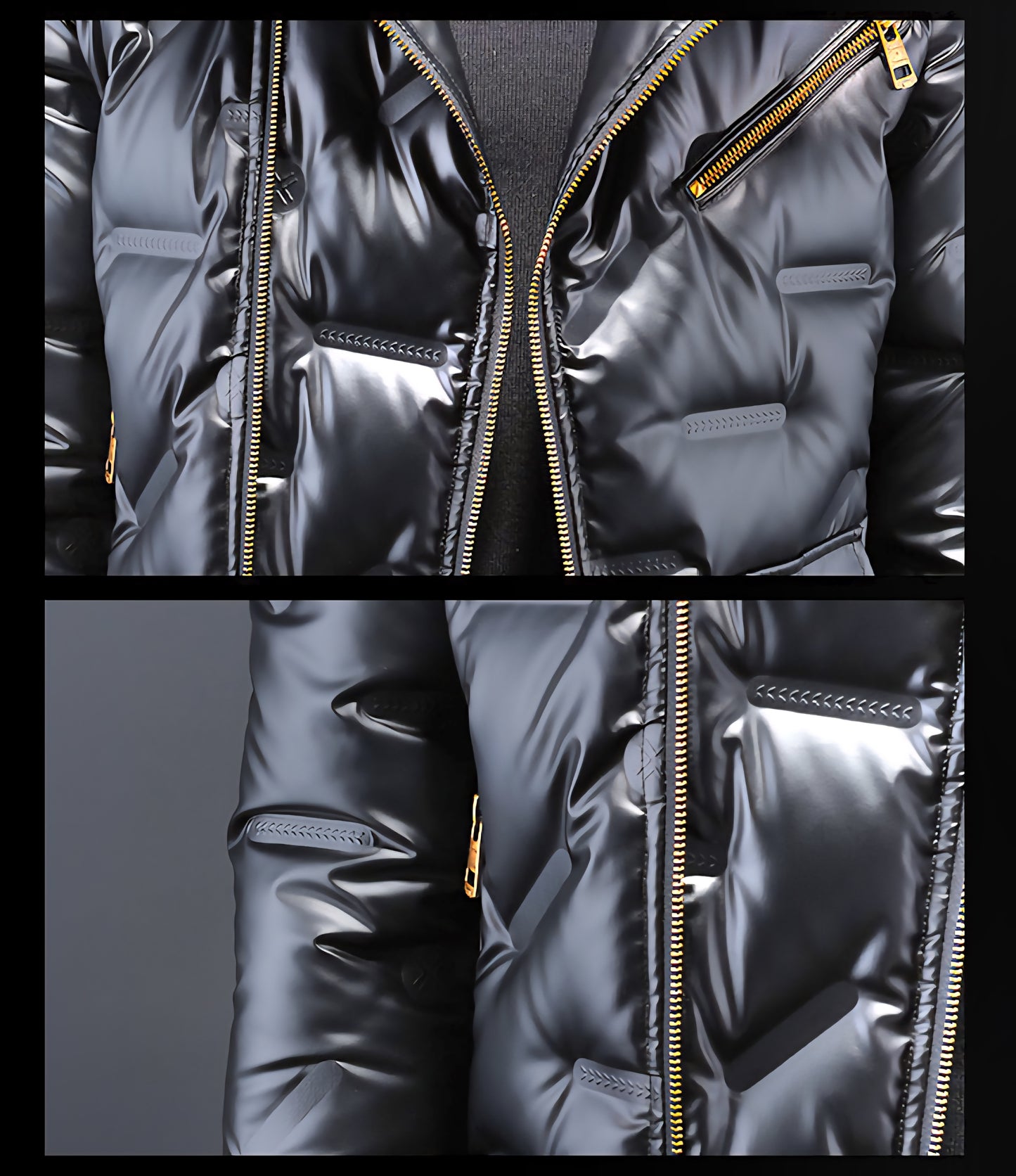 Luneva™ - Le Blouson Brillant Noir