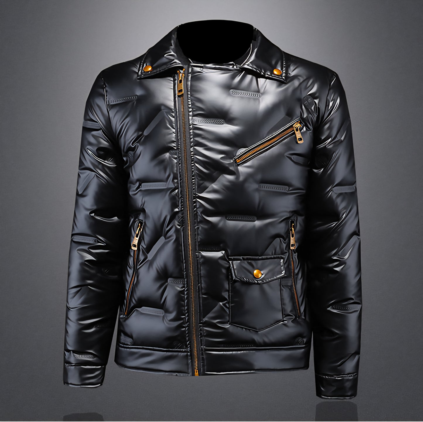 Luneva™ - Le Blouson Brillant Noir
